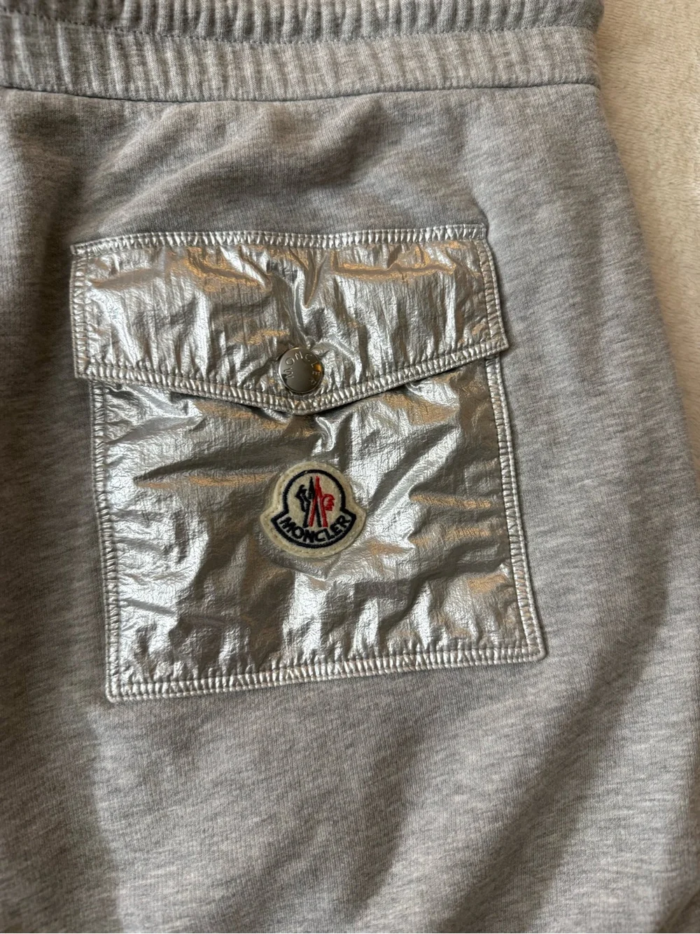 Moncler Gray Athletic Drawstring Knit Shorts